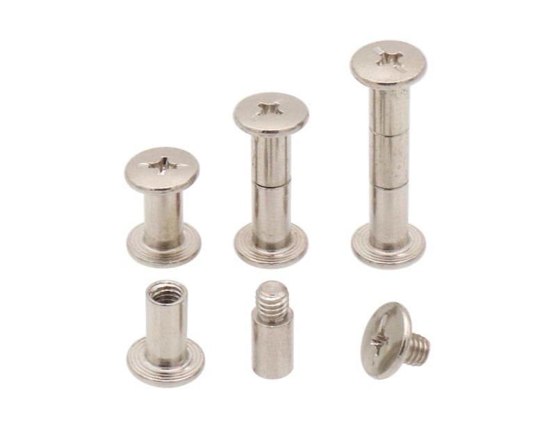 LBY 30 Sets M5 x 10mm Chicago Screws, Binding Screw Posts, Book Screws, Binding Barrels and Screws Assortment Kit, for Leather Saddles Purses Belt Repair, with Extention Posts (20pcs), Nickel-Plated - Image 1